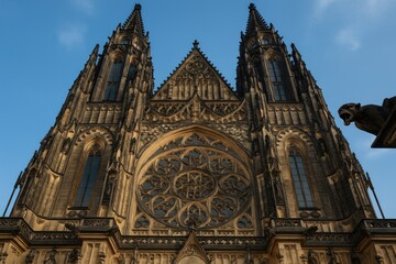 Fototapeta premium The main religious icon of the nation featuring a Gothic cathedral with dark towers and gargoyle guardians