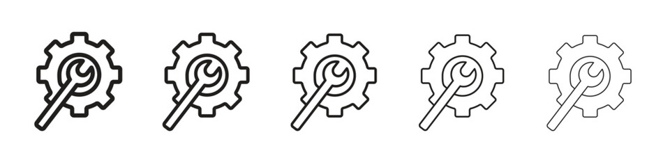 Productivity tools iconBlack linear bold and thin strokes set