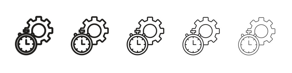 Productivity iconBlack linear bold and thin strokes set