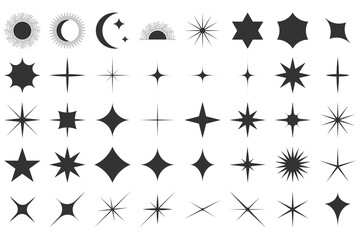 set of sparkle icons, glow, star, glitter