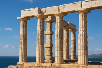 Obraz premium Ancient Architectural Remnants of the Sea God's Sanctuary