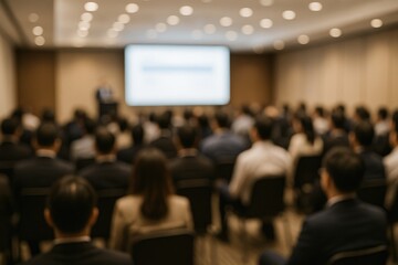 Abstract figures in a conference setting, representing business innovation and product unveilings