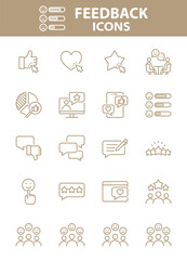Set of Feedback icons, customer experience, review, comment