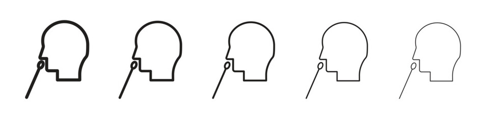 Nasal swab iconBlack linear bold and thin strokes set