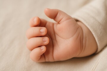 Close-up of a baby's hand with a blurred background