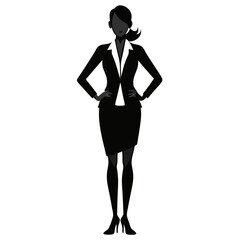 Fototapeta premium Silhouette of businesswoman in professional outfit looking confident