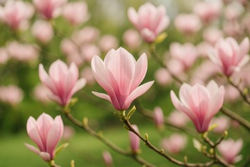Fototapeta premium Stunning springtime display of magnolia flowers