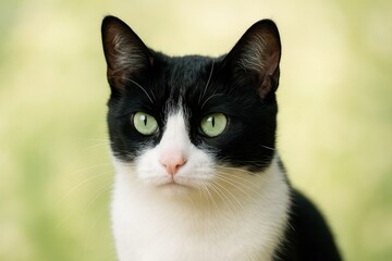 Fototapeta premium Monochrome feline with pale green eyes