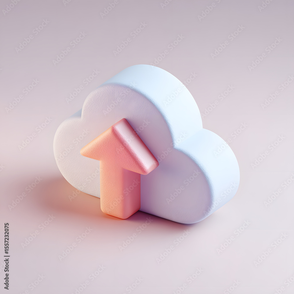 Poster a stylized cloud icon with an upward arrow, symbolizing data upload.