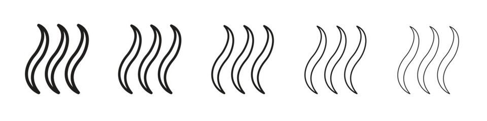 Hot iconBlack linear bold and thin strokes set