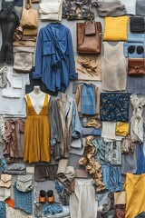 A fashion design mood board showcasing a variety of styles, colors, textures, and materials to inspire creative clothing concepts.