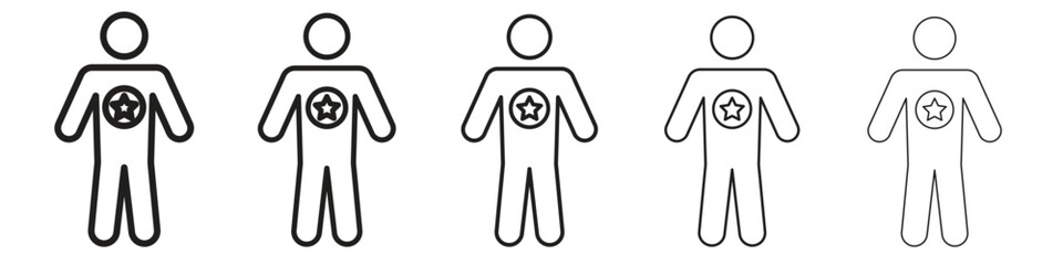 Fototapeta premium Good human iconBlack linear bold and thin strokes set