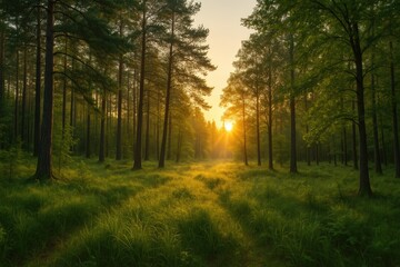 Fototapeta premium Stunning summer wilderness scene captured at dawn