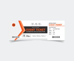 Event Ticket Template Design with Vector File