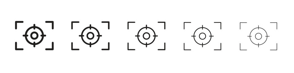 Focus iconBlack linear bold and thin strokes set