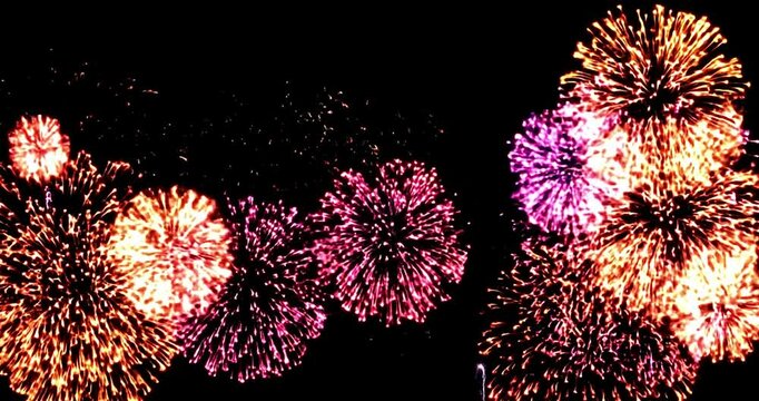 Firework explosions a computer designed as a seamless loop with a black background