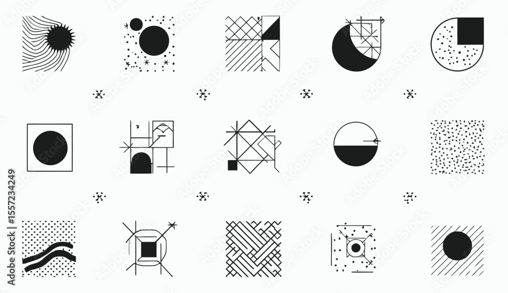 Poster minimalist black and white geometric pattern with abstract shapes and textures