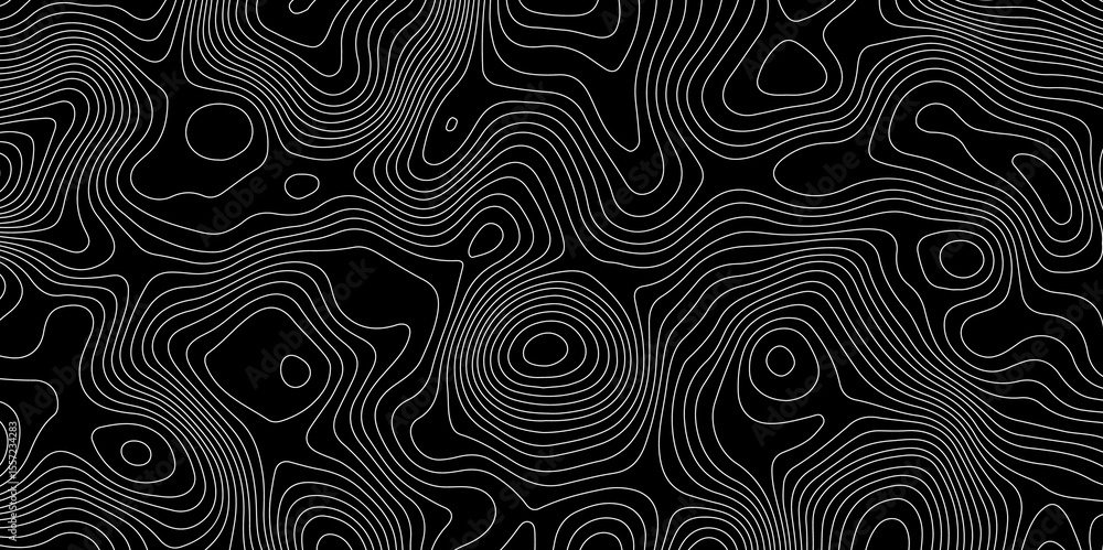 Poster black abstract topographic map with white contour lines design element for modern and minimal graphi