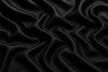 Obraz premium Luxurious black silk with elegant draping, wide scenic backdrop, gentle blur effect