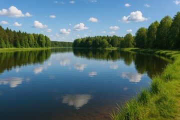 Fototapeta premium Serene waterscape ideal for angling adventures