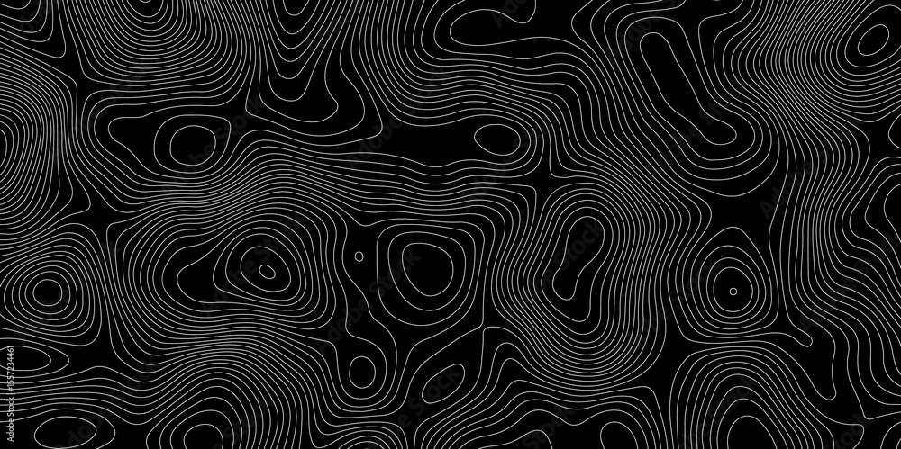Poster black abstract topographic map with white contour lines design element for modern and minimal graphi