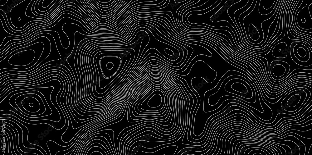 Poster black abstract topographic map with white contour lines design element for modern and minimal graphi
