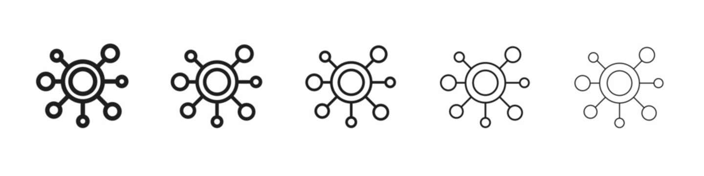 Decentralized iconBlack linear bold and thin strokes set