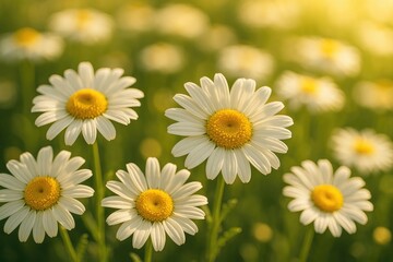 Fototapeta premium Detailed view of white and yellow blossoms in full bloom