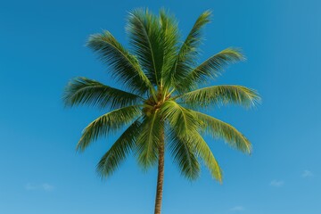 Obraz premium Bright sunshine and a tall palm tree