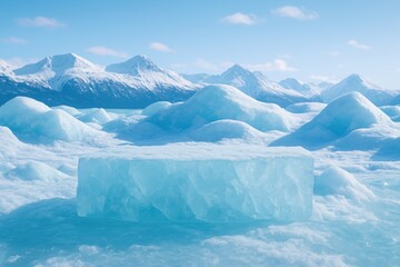 Stunning azure ice as a backdrop for the podium