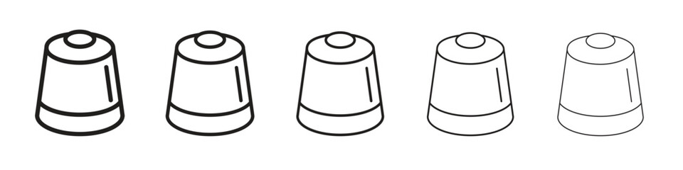 Coffee capsule iconBlack linear bold and thin strokes set