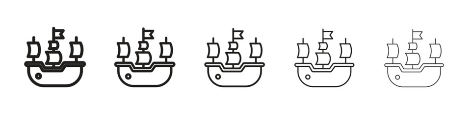 Caravel iconBlack linear bold and thin strokes set