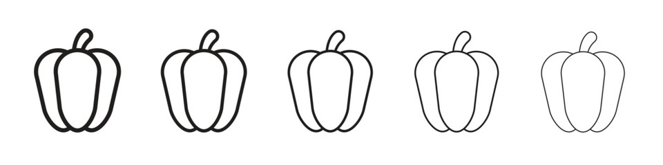 Capsicum iconBlack linear bold and thin strokes set