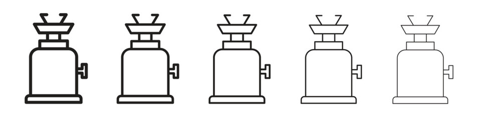 Camping gas iconBlack linear bold and thin strokes set