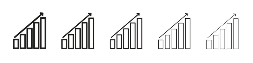Business performance iconBlack linear bold and thin strokes set