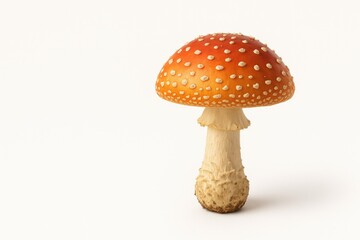 Obraz premium White background featuring a solitary toadstool with a subtle shadow and space for customization