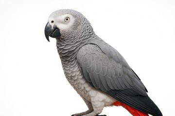 Naklejka premium Tropical bird known for its gray feathers and intelligent behavior