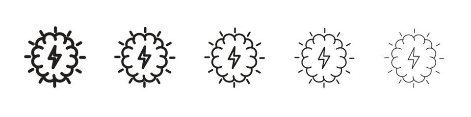 Brainstorm iconBlack linear bold and thin strokes set