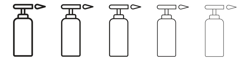 Blowtorch iconBlack linear bold and thin strokes set