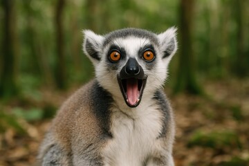 Obraz premium Hilarious Ring-Tailed Lemurs in the Wild