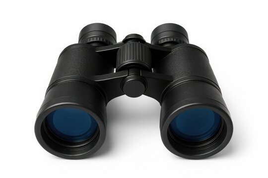 White background with a pair of black binoculars