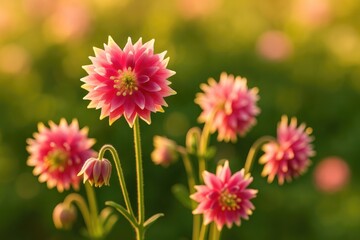 Obraz premium Sunlit display of Aquilegia 'Nora Barlow' in bloom