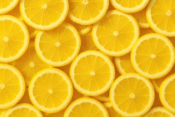 Obraz premium Background pattern featuring slices of fresh yellow lemon texture