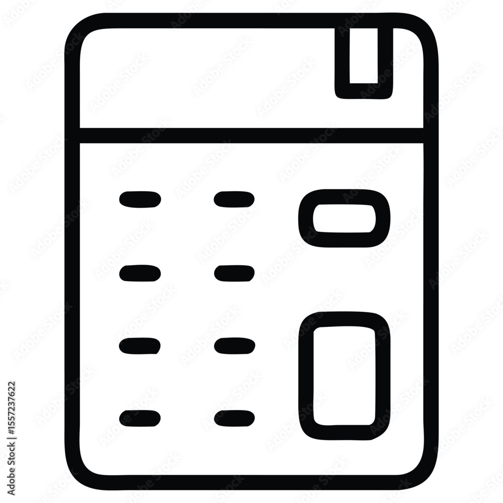 Poster simple calculator symbol with rounded corners and minimal design illustration