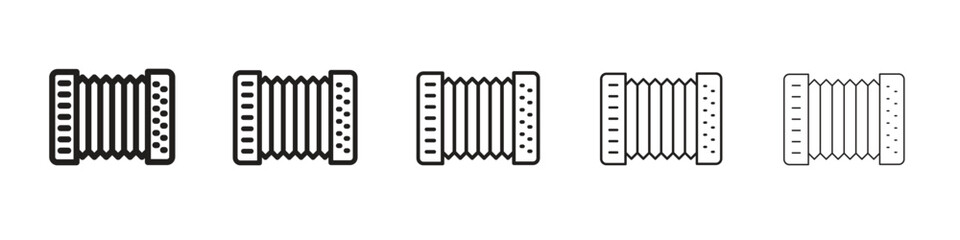 Accordion iconBlack linear bold and thin strokes set
