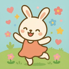 A cheerful rabbit in the garden