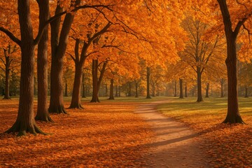 Fototapeta premium Beautiful fall foliage in a scenic park