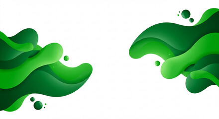 Naklejka premium Abstract green wave pattern with smooth curves and bubbles 