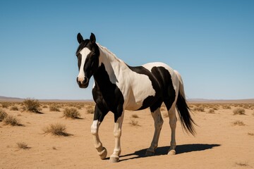 Obraz premium Monochrome Equine in Arid Terrain