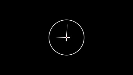 Round clock with rotating animated arrows. Clock Counting Down 24 Hour Day Fast Speed. Clock with moving arrows. Abstract new analog clock icon animation. Clock spinning
